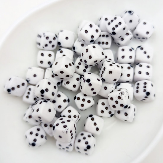 Acrylic Beads 8mm Dice - White - 45 beads