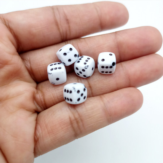 Acrylic Beads 8mm Dice - White - 45 beads