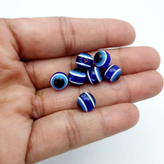 Evil Eye Acrylic Beads #2 - 8mm Round Blue - 30 Beads