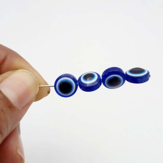 Evil Eye Acrylic Beads #3 - 10mm Disc Blue - 25 Beads