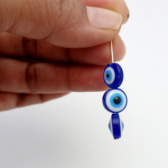 Evil Eye Acrylic Beads #4 - 10mm Disc Blue - 25 Beads