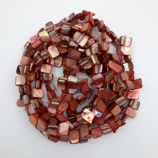 Shell Beads 11mm Assorted - Brick Red & Pearl Finish - 1 String / 40 Beads