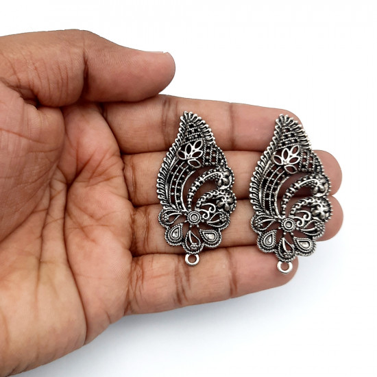 Earring Studs Design #29 - Antique Silver - 1 Pair