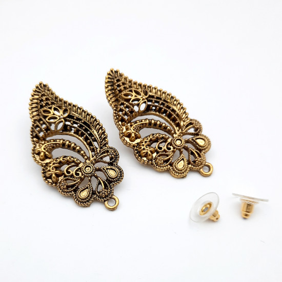 Earring Studs Design #30 - Antique Golden - 1 Pair