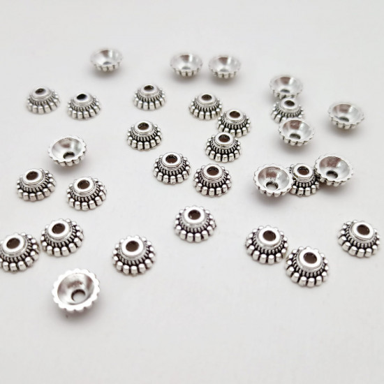 Bead Caps #26 - 8mm Silver Finish - 28 Bead Caps