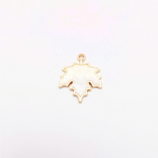 Enamel Charms 24mm Maple Leaf - White - 1 Charm