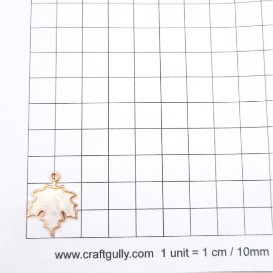 Enamel Charms 24mm Maple Leaf - White - 1 Charm