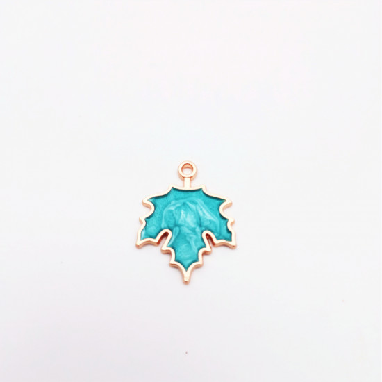 Enamel Charms 24mm Maple Leaf - Blue - 1 Charm