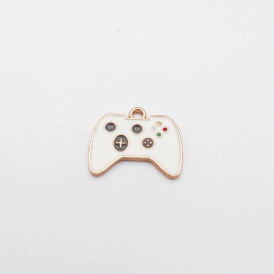 Enamel Charms 16mm Game Controller - White - 1 Charm