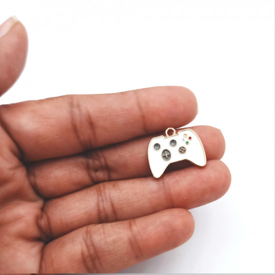 Enamel Charms 16mm Game Controller - White - 1 Charm