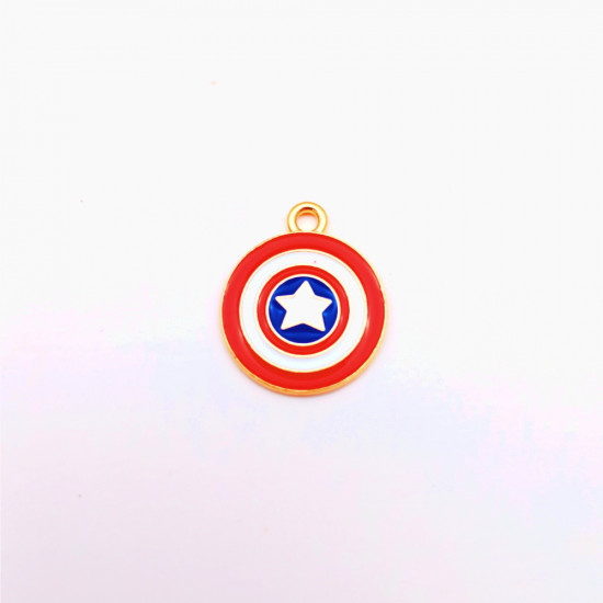 Enamel Charms 20mm Captain America Shield - 1 Charm