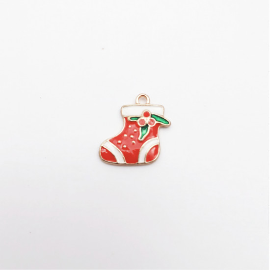 Enamel Charms 22mm Stocking - Red - 1 Charm