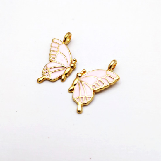 Enamel Charms 23mm Butterfly - Pink - 2 Charms