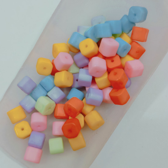 Acrylic Beads 7mm Cube - Assorted - 65 Beads