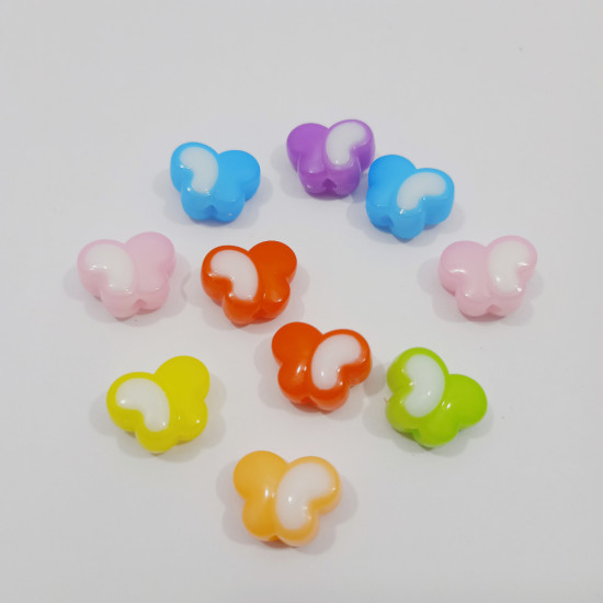 Acrylic Beads 17mm Butterfly - Assorted - 10 Beads