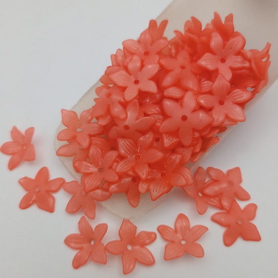 Acrylic Beads 18mm Flower #28 - Salmon Pink - 20 gms / 92 Beads