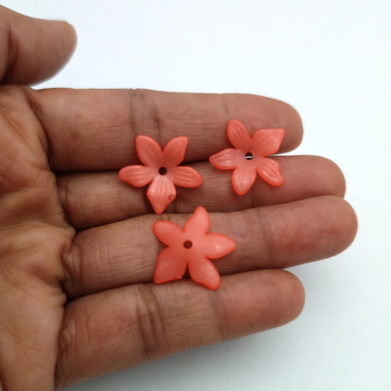 Acrylic Beads 18mm Flower #28 - Salmon Pink - 20 gms / 92 Beads