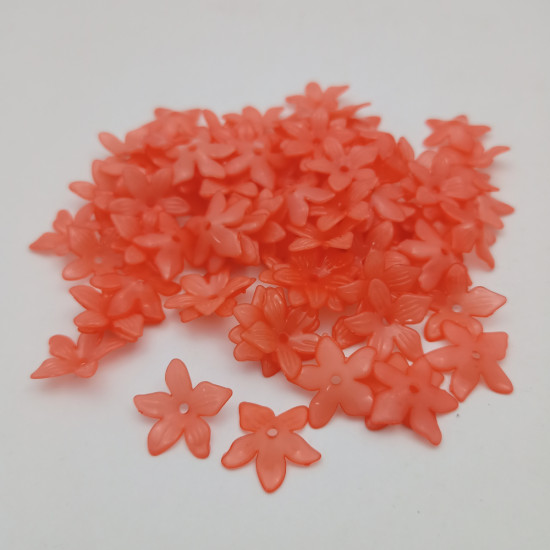 Acrylic Beads 18mm Flower #28 - Salmon Pink - 20 gms / 92 Beads