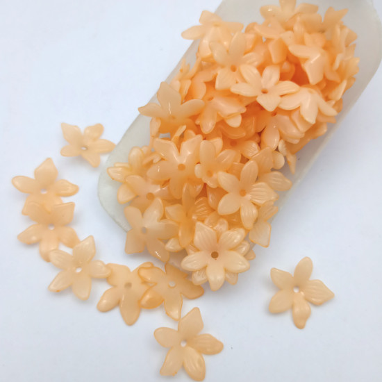 Acrylic Beads 18mm Flower #29 - Peach - 20 gms / 92 Beads