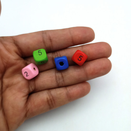 Wooden Beads 10mm Cube - Numbers Assorted - 40 Beads