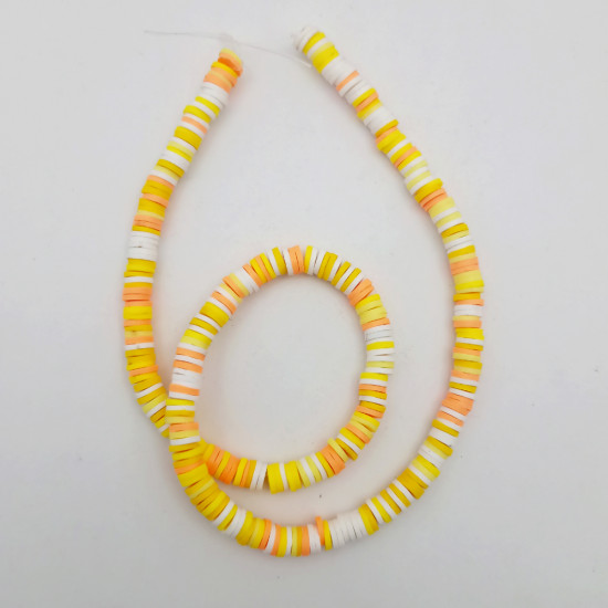 Fimo Polymer Clay Beads 6mm Disc - Yellow Assorted - 1 String