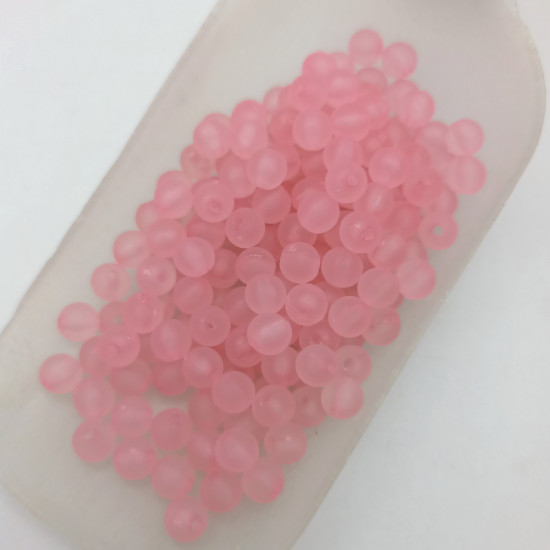 Acrylic Beads 6mm Round Frosted - Pastel Baby Pink - 20gms / 180 Beads