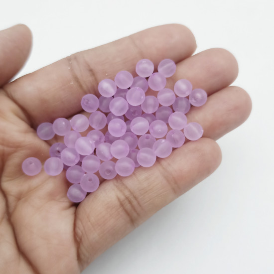 Acrylic Beads 6mm Round Frosted - Lilac - 20gms / 180 Beads