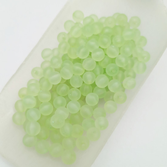 Acrylic Beads 6mm Round Frosted - Tea Green - 20gms / 180 Beads