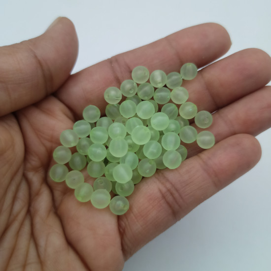 Acrylic Beads 6mm Round Frosted - Tea Green - 20gms / 180 Beads