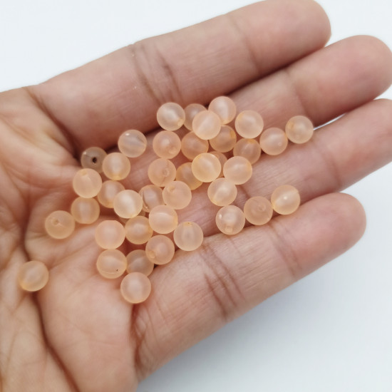 Acrylic Beads 6mm Round Frosted - Peach - 20gms / 180 Beads