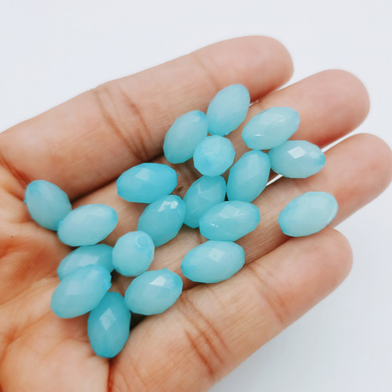 Acrylic Beads 12mm Oval Faceted - Pastel Baby Blue - 20gms / 50 Beads