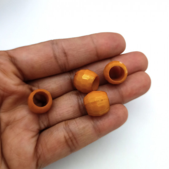 Acrylic Beads 13mm Drum Faceted - Ochre - 50 Beads