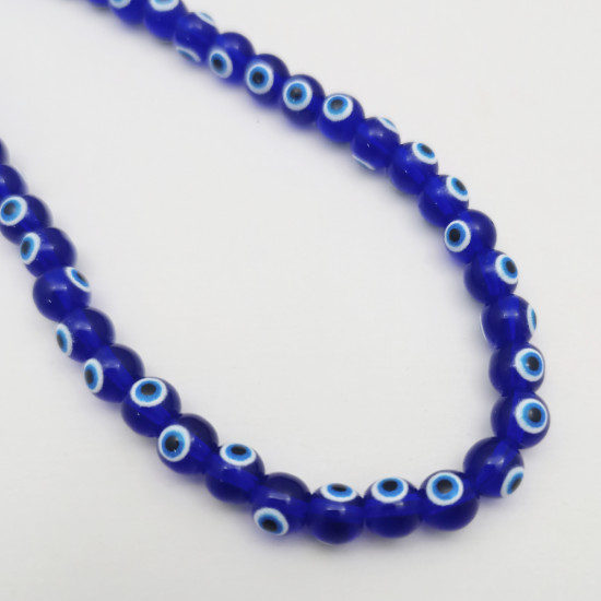 Glass Beads 6mm Evil Eye - Dark Blue & Blue - 1 String / 65 Beads