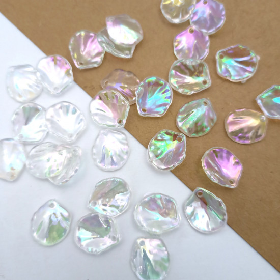 Acrylic Beads 16mm Shell - Clear With Lustre - 30 Beads