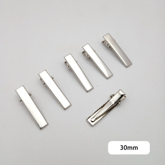 Alligator Hair Clips 30mm - Silver Finish - 6 Clips