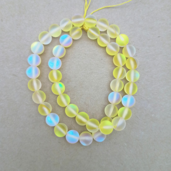 Aura Glass Beads 8mm - Frosted Dual Yellow With Lustre - 1 String / 45 Beads