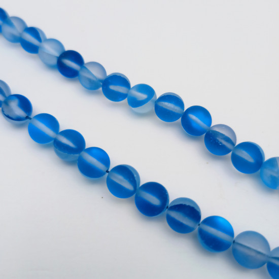 Aura Glass Beads 8mm - Frosted Dual Blue With Lustre - 1 String / 45 Beads