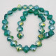 Glass Beads 10mm Clover Faceted - Emerald Green With Lustre - 1 String / 34 beads