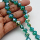 Glass Beads 10mm Clover Faceted - Emerald Green With Lustre - 1 String / 34 beads