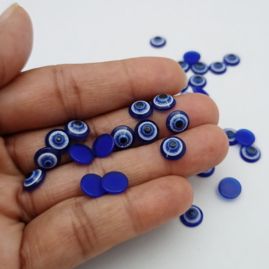 Evil Eye Acrylic Flatbacks #1 - 7mm Dark Blue - 50 Pieces