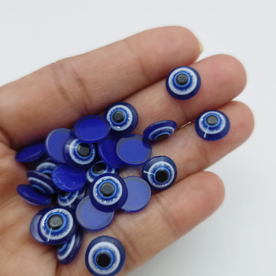 Evil Eye Acrylic Flatbacks #2 - 10mm Dark Blue - 50 Pieces