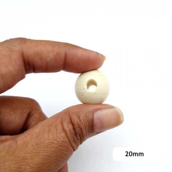 Wooden Beads 20mm Round - Ivory - 10 Beads