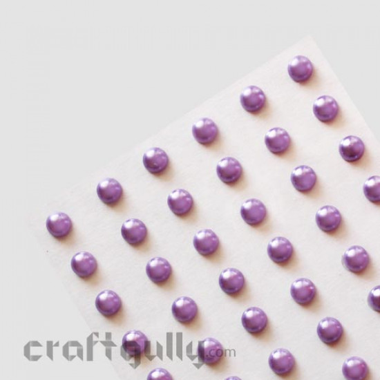 Pearl Stick-ons - 7mm - Purple - Pack of 54