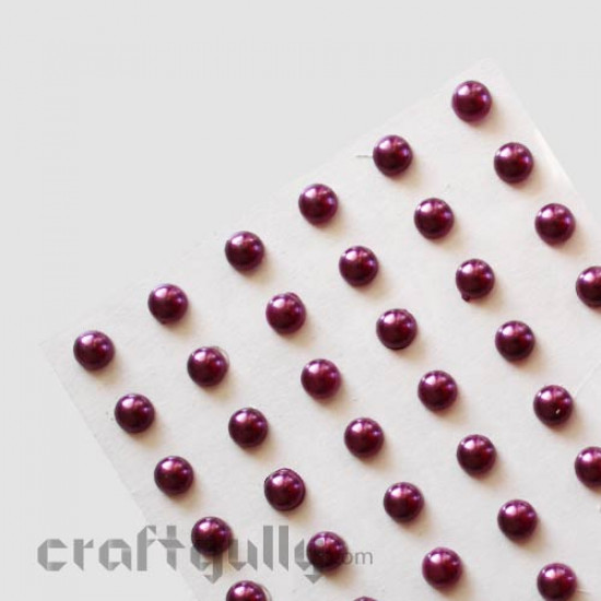 Pearl Stick-ons 5mm - Burgundy - Pack of 100