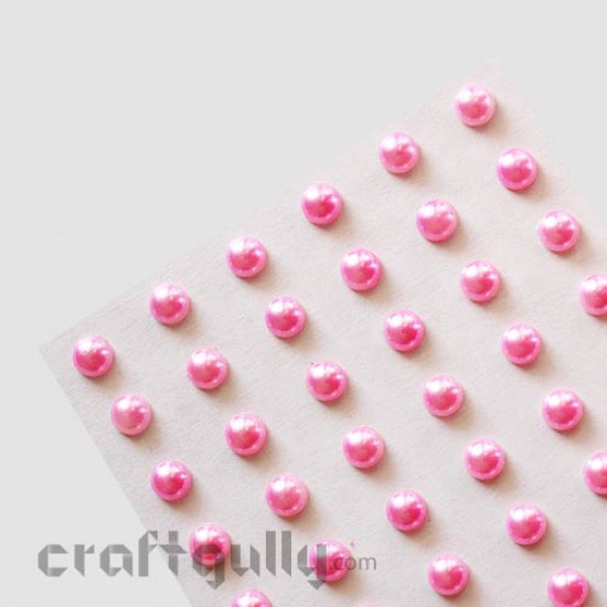 Pearl Stick-ons - 6mm - Pink - Pack of 70