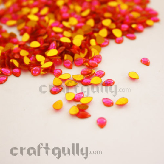 Kundan Stones 5mm Drop - Neon Pink - 10gms