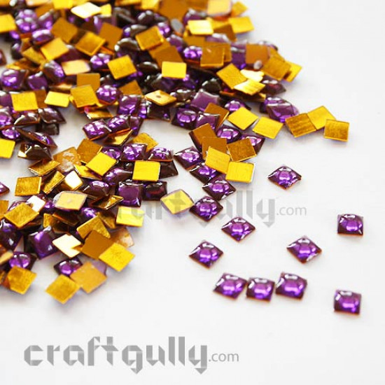 Kundan Stones 5mm Square - Purple - 10gms