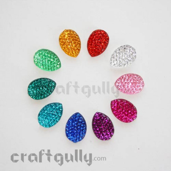 Rhinestone - 14mm - Drop - Texture - Assorted - Pack of 50