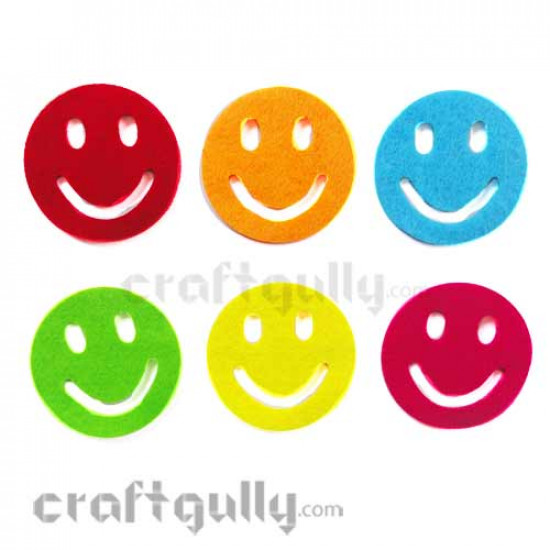 Die-Cut Felt Smileys 70mm Pack of 6