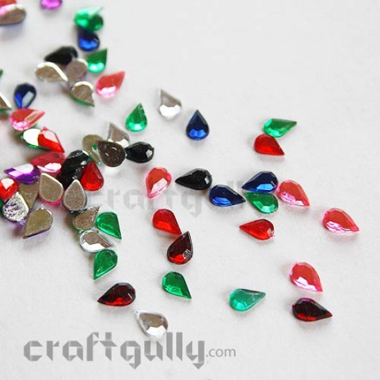 Rhinestone 6mm - Drop - Assorted - 5gms